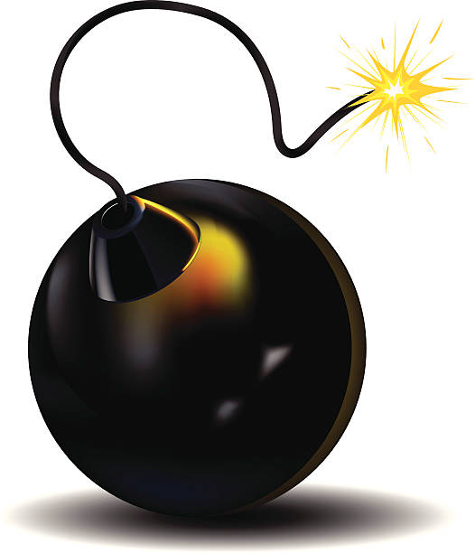 Bomb Old fashion bomb with lit fuse. fuse cartoons stock illustrations