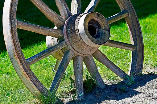 Old Worn and Weathered Wagon Wheel