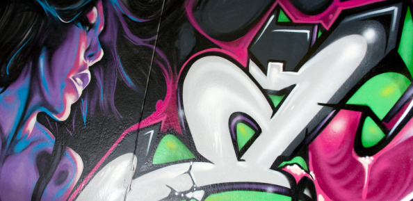 Graffiti on wall.
