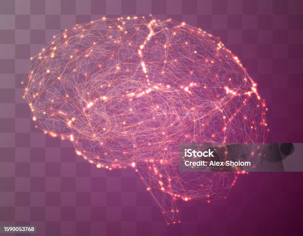 Dark Pattern Brain Vector Illustration Threedimensional Brain On A Dark Background Stock ...