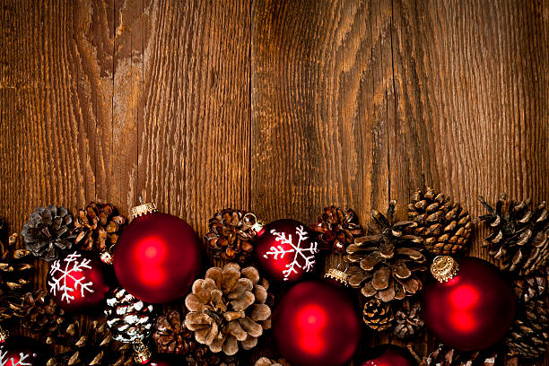 istock Wood background with Christmas ornaments 159005845