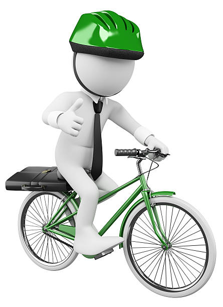 istock 3D white business people. Bike to Work 159006528