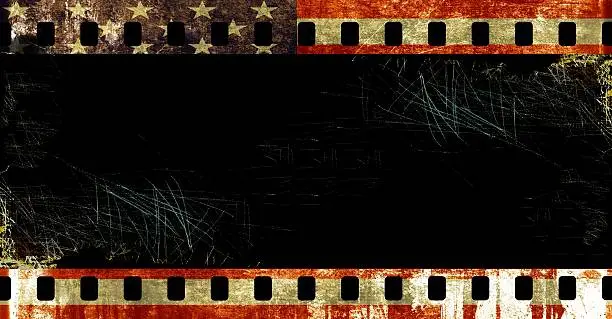 Photo of Grunge film borders with symbolic americans colors