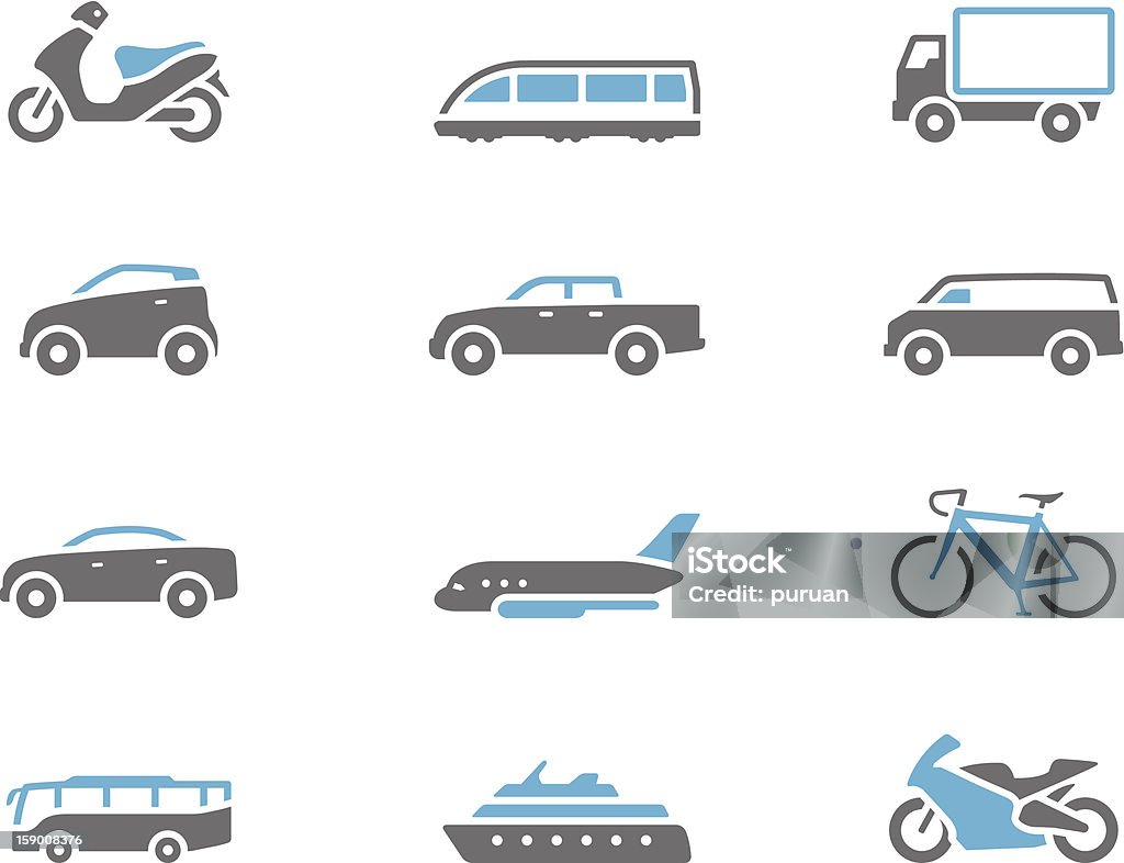 En sólo dos tonos iconos de transporte - arte vectorial de Andar en bicicleta libre de derechos