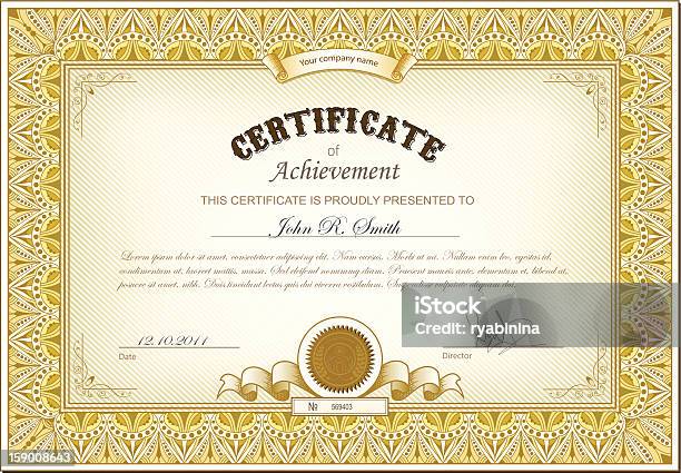 Gold Certificate Stock Illustration - Download Image Now - Achievement, Award, Award Ribbon