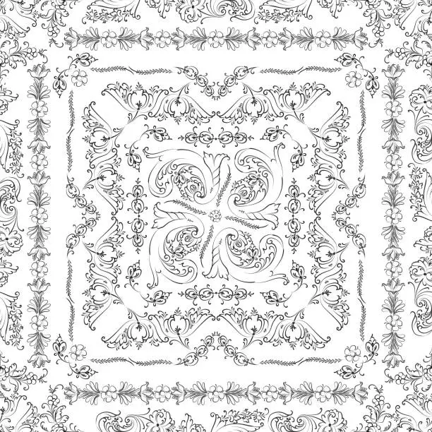 Vector illustration of Hand drawn floral seamless pattern 5