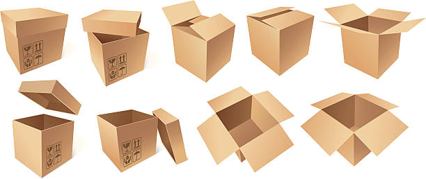 ilustrações de stock, clip art, desenhos animados e ícones de caixas de cartão - corrugated cardboard cardboard backgrounds material