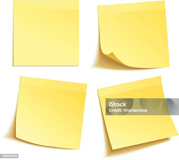 Nota De Pau Amarelo - Arte vetorial de stock e mais imagens de Papel Adesivo - Papel Adesivo, Caderno de notas, Nota - Mensagem