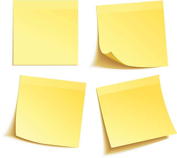 желтый stick примечание - stick note pad yellow sticky stock illustrations