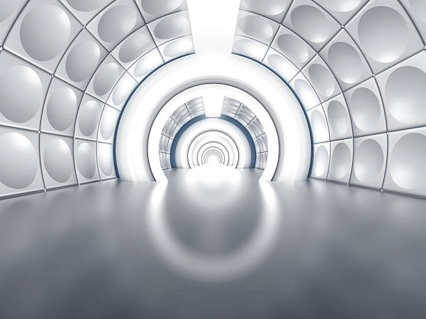 istock Futuristic tunnel like spaceship corridor 159011742
