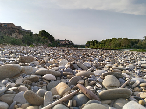 Variety of stones on the seashore