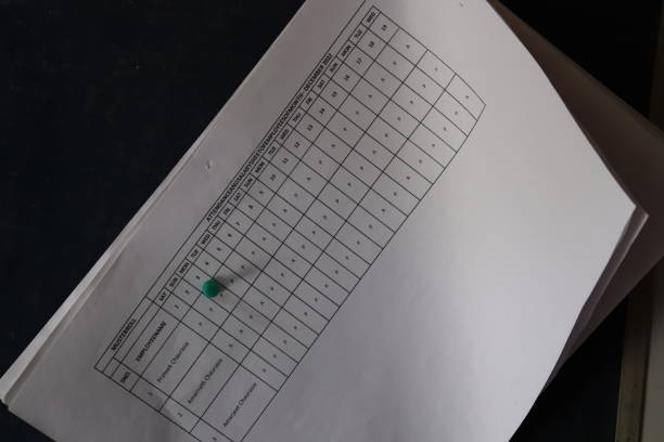 istock several papers of attendance sheet pinned with thumb pins on board 1590137930