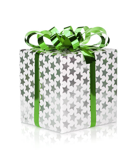 istock Christmas gift box with green ribbon 159018252