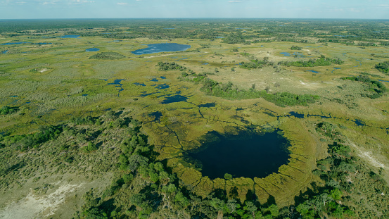 Aerial view of the amazing Okavango Delta, Botswana, Africa