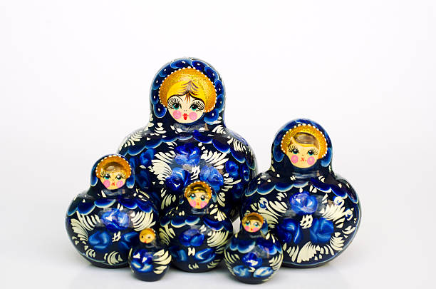 Babushka nesting dolls A view of multi colored Russian babushka nesting dolls. russian nesting doll russia doll moscow russia stock pictures, royalty-free photos & images