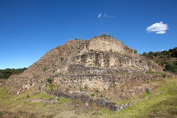 Ancient Mayan pyramid near Cacaxtla stock photo