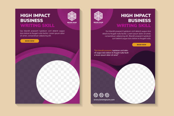 インパクトのあるビジネスのためのチラシデザインテンプレートの垂直レイアウト - backgrounds transparent circle purple点のイラスト素材／クリップアート素材／マンガ素材／アイコン素材