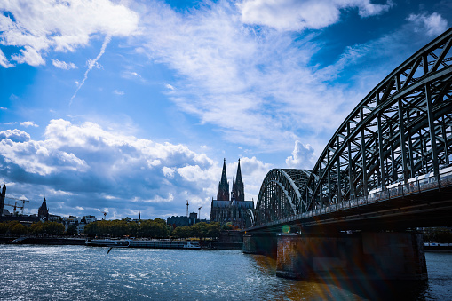 Hohenzollernbrücke in cologne with the cathedral