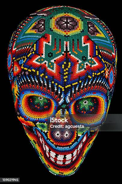 Beaded Skull Isolated On Black Stock Photo - Download Image Now - Pattern, Psychedelic, Art