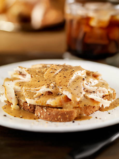 istock Open Face Roasted Turkey Sandwich with Gravy 159022102