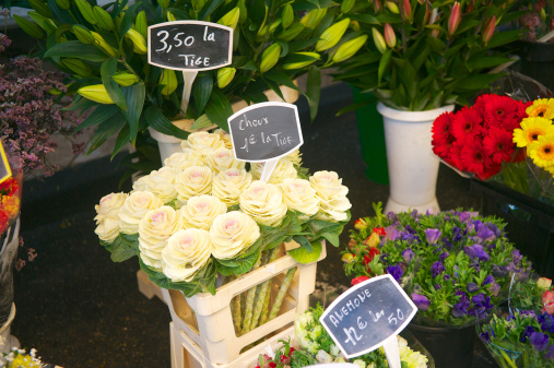 Flowers for sale at a German flower market