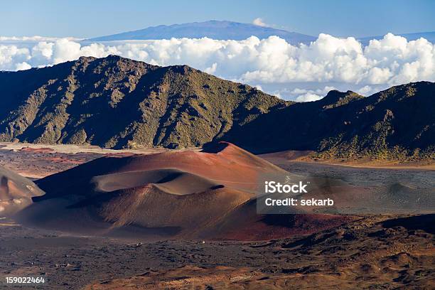 Colorful Cinder Cones Inside Haleakala Crater Stock Photo - Download Image Now - Caldera, Cinder Cone, Cloudscape