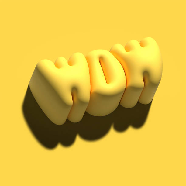 WOW - Raster 3d render modeling clay word . Realistic clay lettering on yellow background. Creative monochrome colorful design. Volume bold typography style.