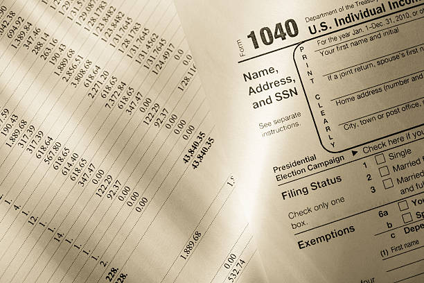 istock Tax form and operating budget 159025231
