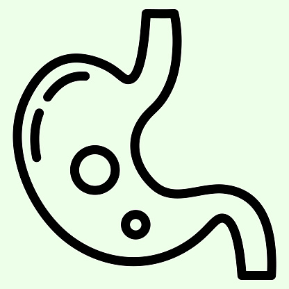 Stomach line icon. Human organ stomach with gas bubbles outline style pictogram on white background. Science and anatomy signs mobile concept web design. Vector graphics