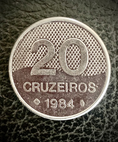 Old coin from Brazil of 20 cruzeiros,year 1984