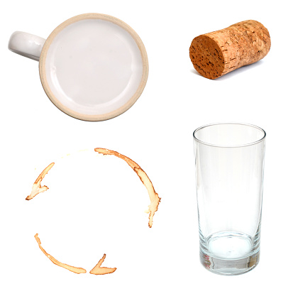 Set of drink objects on white