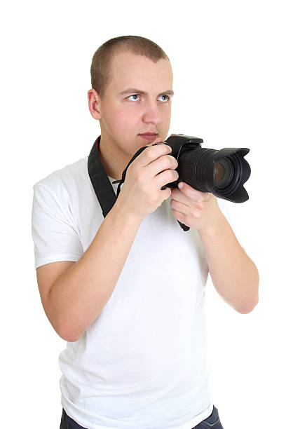 istock photographer taking pictures  over white 159030312