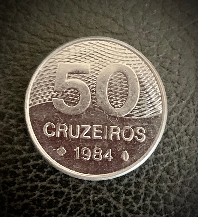 Old coin from Brazil of 50 cruzeiros year 1984