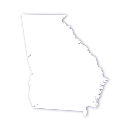 Map of the US State of Georgia with a subtle drop shadow. Vector map illustration.