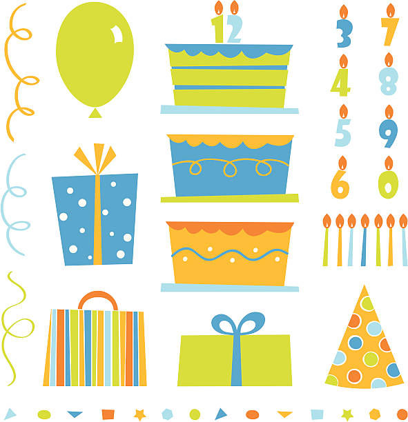 geburtstag-kollektion - six candles stock-grafiken, -clipart, -cartoons und -symbole