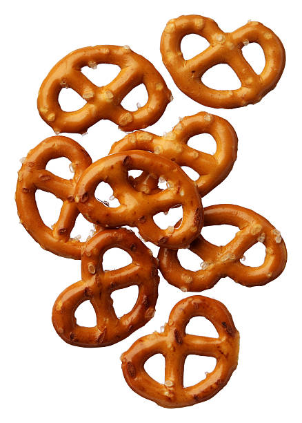 Pretzels close up on white background