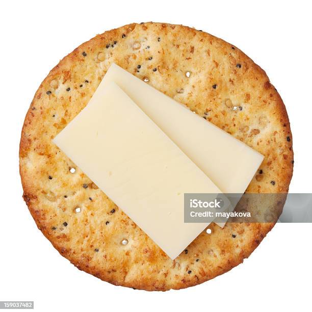 Wholegrain Cracker And Cheese Isolated On White Background Closeup Stock Photo - Download Image Now