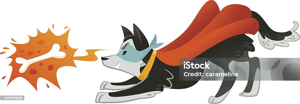 Super Hero dog is looking up in bone with fire Dog stock vector