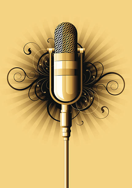 Retro abstract with microphone vector art illustration