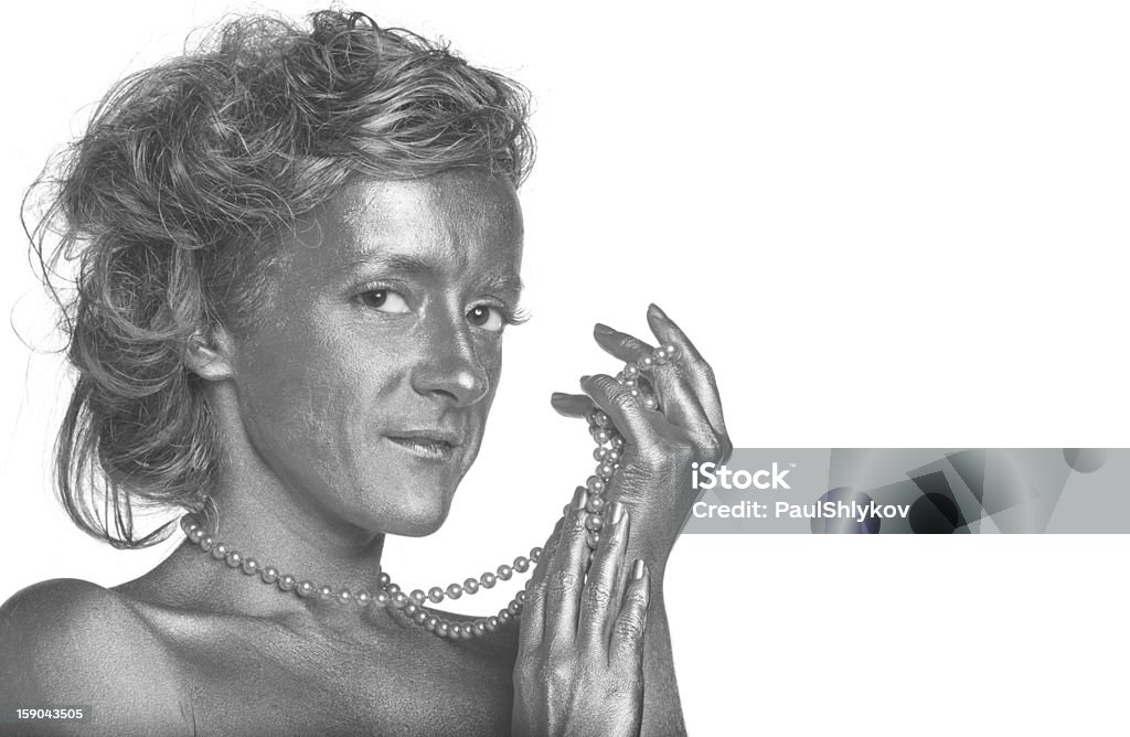 Silver donna con perle - Foto stock royalty-free di Adulto