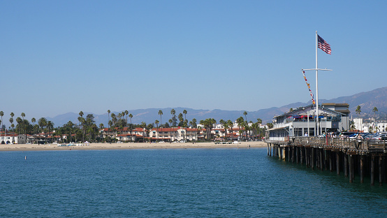 Beautiful view of the Golden Coast and Stearns Wharf in Santa Barbara, California, USA.