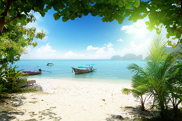 istock long boat on PhiPhi island in Thailand 159043976
