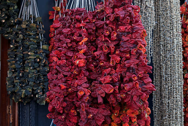 istock Dried vegetables hanging on the bench I 159044001
