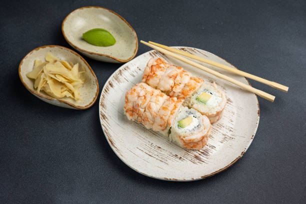 istock Philadelphia roll with shrimp and avocado. 1590444050