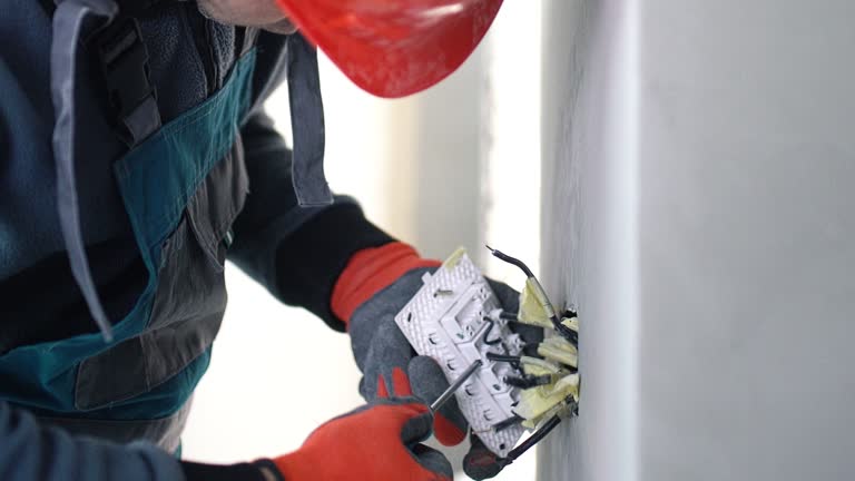 Electrician installing light switches.