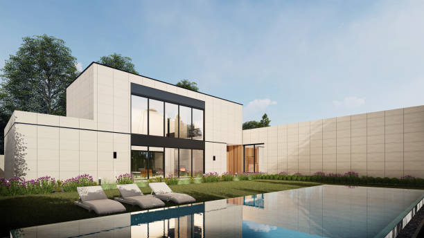 istock Modern House Exterior Scene 1590452144