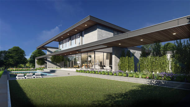 istock Modern House Exterior Scene 1590470451