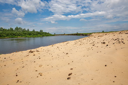 Landscape with Sluch riverbank close to Liukhcha village, Sarny, Rivne region, Western Ukraine.