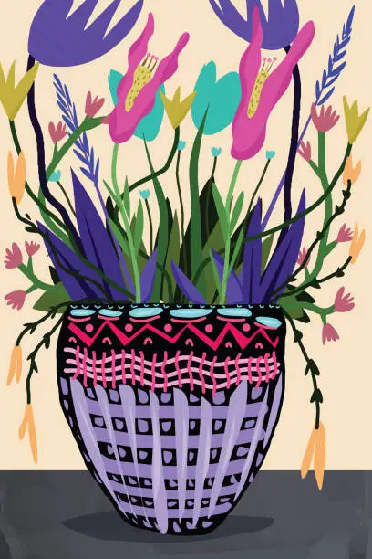 Vector illustration of Flowers in a vase