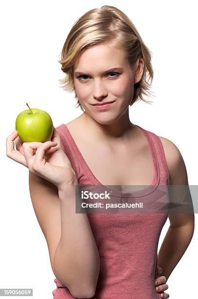 Frau Mit Grünem Apfel Stockfoto und mehr Bilder von Apfel - Apfel, Blick in die Kamera, Grün